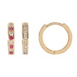 Cercei fete cu pietre alb-rosu - CRC00018